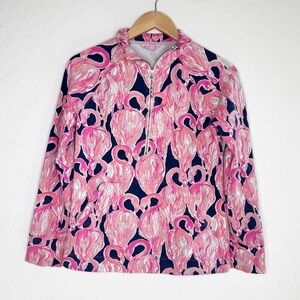 Lilly Pulitzer sweatshirt pink Flamingo 1/4 Zip Pullover Sweater